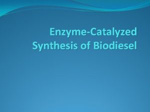 EnzymeCatalyzed Synthesis of Biodiesel ENZYME PRETREATMENT Pretreatment activates