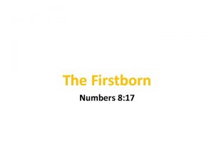 The Firstborn Numbers 8 17 The Firstborn The