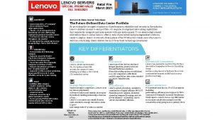 LENOVO SERVERS Retail File SPECIAL PROMO VALID March