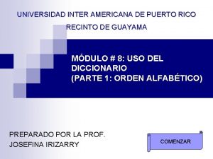 UNIVERSIDAD INTER AMERICANA DE PUERTO RICO RECINTO DE
