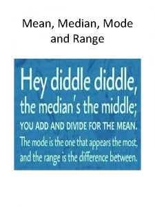 Mean Median Mode and Range Measures of Central