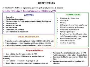 GT DETECTEURS 18 inscrits au GT IMNC non