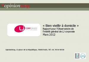 Bien vieillir domicile Rapport pour lObservatoire de lintrt