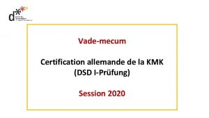 Vademecum Certification allemande de la KMK DSD IPrfung