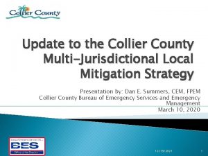 Update to the Collier County MultiJurisdictional Local Mitigation