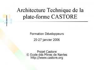 Architecture Technique de la plateforme CASTORE Formation Dveloppeurs