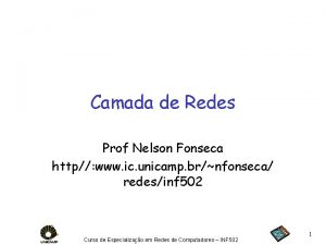 Camada de Redes Prof Nelson Fonseca http www