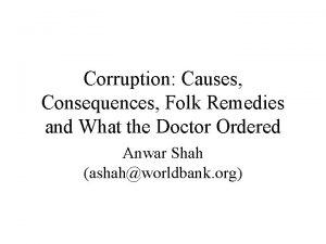 Corruption Causes Consequences Folk Remedies and What the