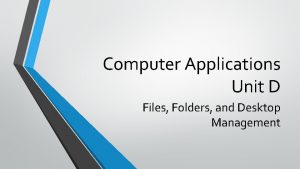 Computer Applications Unit D Files Folders and Desktop