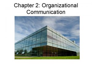 Chapter 2 Organizational Communication Formal Communication Downward Communication