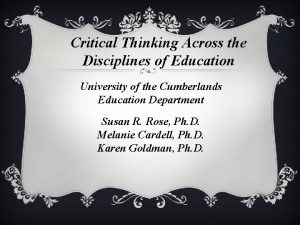Critical Thinking Across the Disciplines of Education University