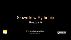 Sowniki w Pythonie Rozdzia 9 Python dla wszystkich