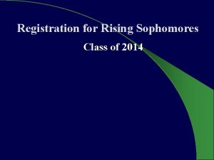 Registration for Rising Sophomores Class of 2014 Mount