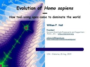 Evolution of Homo sapiens How toolusing apes came