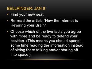 BELLRINGER JAN 6 Find your new seat Reread