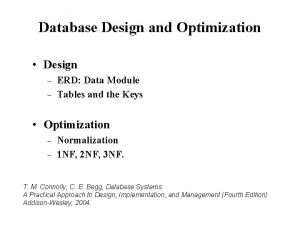 Database Design and Optimization Design ERD Data Module