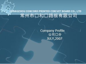 CHANGZHOU CONCORD PRINTED CIRCUIT BOARD CO LTD Company