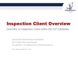 Inspection Client Overview of Inspection Client within the