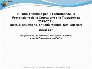 INGV Il Piano Triennale per la Performance la