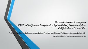 Un nou instrument european ESCO Clasificarea European a