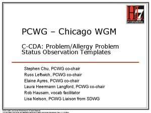 PCWG Chicago WGM CCDA ProblemAllergy Problem Status Observation