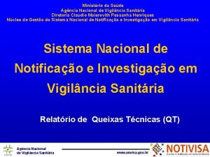 Ministrio da Sade Agncia Nacional de Vigilncia Sanitria