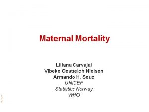 08XXXMM 1 Maternal Mortality Liliana Carvajal Vibeke Oestreich