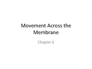 Movement Across the Membrane Chapter 6 Phospholipids Phosphate
