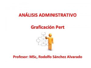 ANLISIS ADMINISTRATIVO Graficacin Pert Profesor MSc Rodolfo Snchez