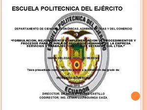 ESCUELA POLITECNICA DEL EJRCITO DEPARTAMENTO DE CIENCIAS ECONMICAS