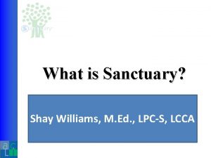 What is Sanctuary Shay Williams M Ed LPCS