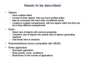 Needs to be described Objects Have multiple states