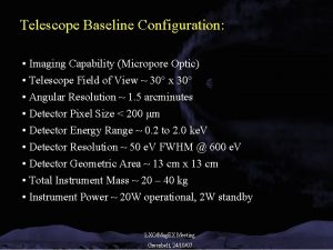 Telescope Baseline Configuration Imaging Capability Micropore Optic Telescope