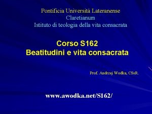 Pontificia Universit Lateranense Claretianum Istituto di teologia della