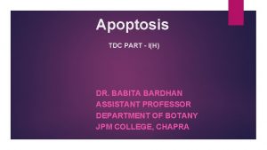 Apoptosis TDC PART lH DR BABITA BARDHAN ASSISTANT