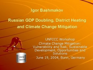 Igor Bashmakov Russian GDP Doubling District Heating and