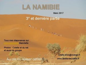 LA NAMIBIE Mars 2017 3 et dernire partie