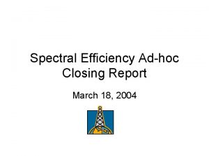 Spectral Efficiency Adhoc Closing Report March 18 2004