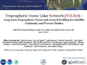 Tropospheric Ozone Lidar Network TOLNet Longterm Tropospheric Ozone