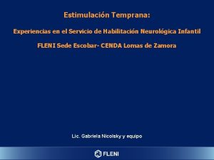 Estimulacin Temprana Experiencias en el Servicio de Habilitacin