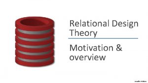 Relational Design Theory Motivation overview Jennifer Widom Designing