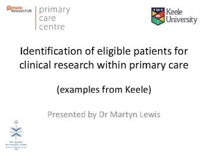 Identification of eligible patients for clinical research within