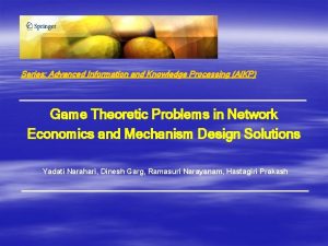 Series Advanced Information and Knowledge Processing AIKP Game