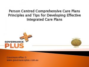 Person Centred Comprehensive Care Plans Principles and Tips