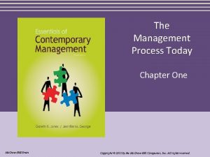 The Management Process Today Chapter One Mc GrawHillIrwin