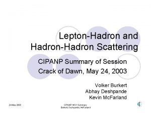 LeptonHadron and HadronHadron Scattering CIPANP Summary of Session