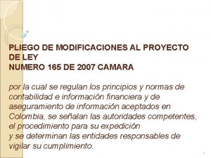 PLIEGO DE MODIFICACIONES AL PROYECTO DE LEY NUMERO