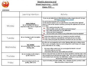 Literacy Weekly planning grid Week beginning 1105 Class