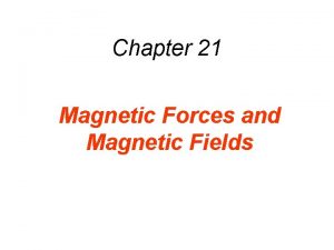 Chapter 21 Magnetic Forces and Magnetic Fields 21