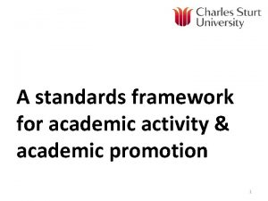 A standards framework for academic activity academic promotion